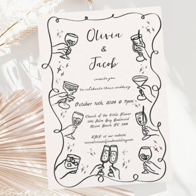 Hand Drawn Scribble Squiggle Fun Drinks Hochzeit Einladung (Von Creator hochgeladen)