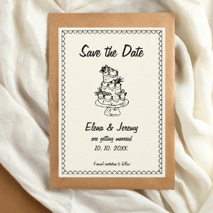 Hand Drawn Scribble Vintag Sketch Französisch Hoch Save The Date