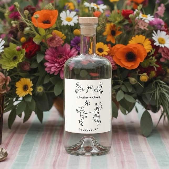 Hand Drawn Scribble Wedding  Alkoholflaschenetikett (Von Creator hochgeladen)