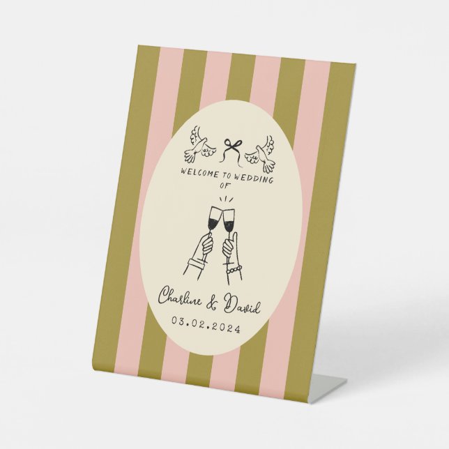 Hand Drawn Scribble Wedding Welcome Sign Sockelschild (Vorderseite)