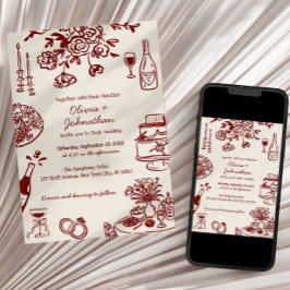 Hand Drawn Scribbles/Doodles Wedding Invitation Einladung