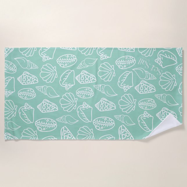 Hand-drawn Shell Patterned Beach Towel Strandtuch (Vorderseite)