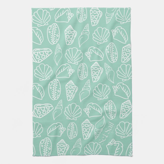 Hand-drawn Shell Patterned Kitchen Towel Geschirrtuch (Vertikal)