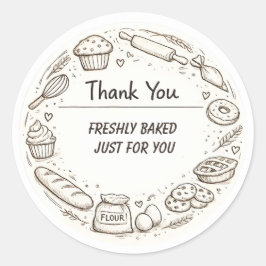 Hand-Drawn Sketch bakery Thank You Runder Aufkleber