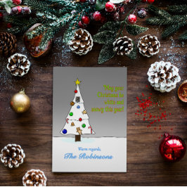 Hand Drawn Snowy Christmas Tree Feiertagskarte