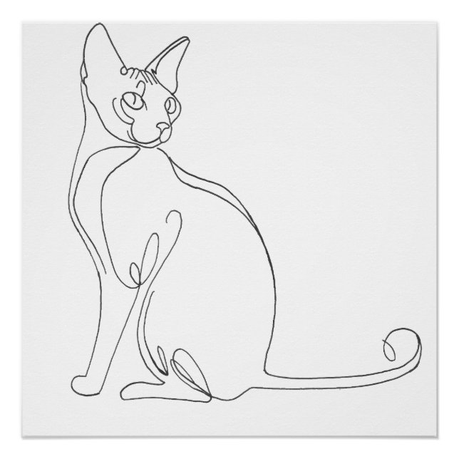 Hand Drawn Sphynx Cat Minimalist Design Poster (Vorderseite)