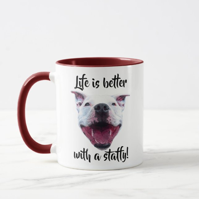 Hand Drawn Staffordshire Bull Terrier Mug Tasse (Links)