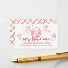 Hand-drawn Strawberry Bridal Shower Recipe Request Begleitkarte