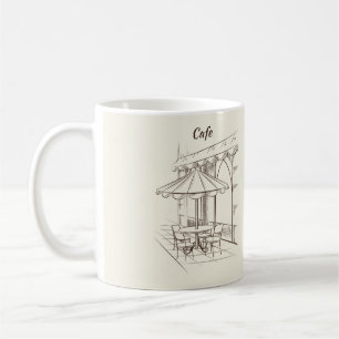 Hand Drawn Street mit Café' Kaffeetasse