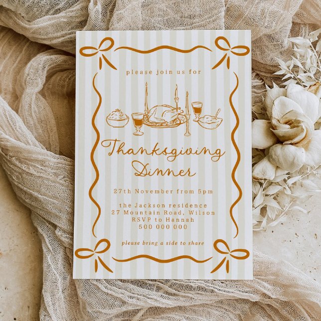 Hand Drawn Thanksgiving Dinner Invitation Einladung (Von Creator hochgeladen)