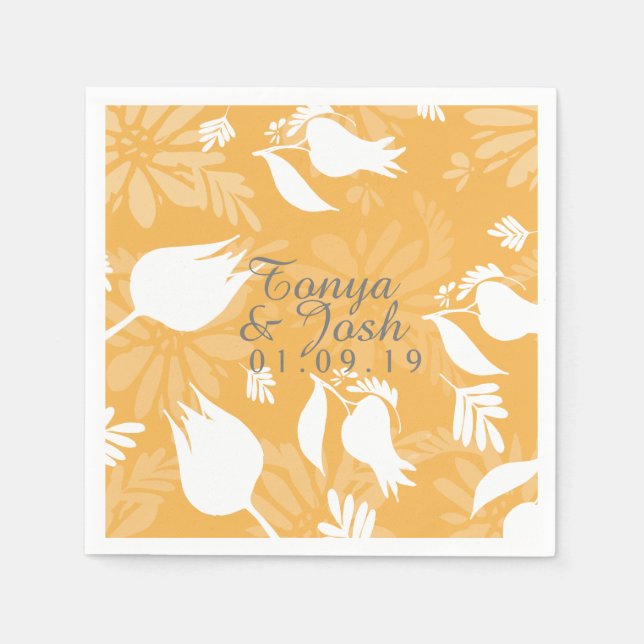 Hand Drawn Tulip Botanical Shadows Hochzeit Serviette (Vorderseite)