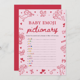 Hand Drawn Valentine Baby Emoji Pictionary Game Einladung