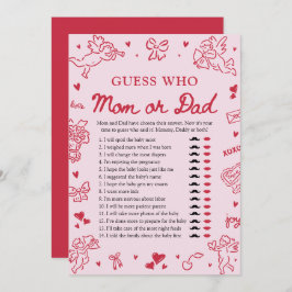 Hand Drawn Valentine Guess Who Mom or Dad Game Einladung
