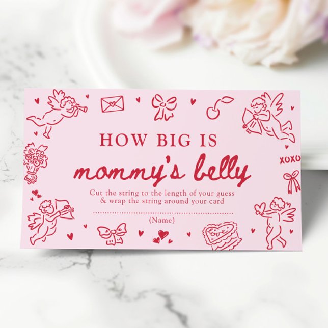 Hand Drawn Valentine How Big is Mommy's Belly Game Begleitkarte (Hand Drawn Valentine How Big is Mommy's Belly Game)