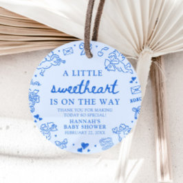 Hand Drawn Valentine Little Sweetheart Baby Shower Geschenkanhänger