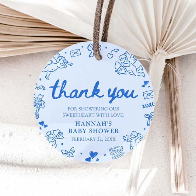 Hand Drawn Valentine Little Sweetheart Baby Shower Geschenkanhänger (Hand Drawn Valentine Little Sweetheart Baby Shower Favor Tags)