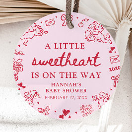 Hand Drawn Valentine Little Sweetheart Baby Shower Geschenkanhänger