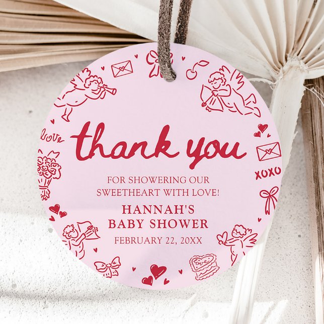 Hand Drawn Valentine Little Sweetheart Baby Shower Geschenkanhänger (Hand Drawn Valentine Little Sweetheart Baby Shower)