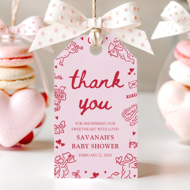 Hand Drawn Valentine Little Sweetheart Baby Shower Geschenkanhänger (Hand Drawn Valentine Little Sweetheart Baby Shower)