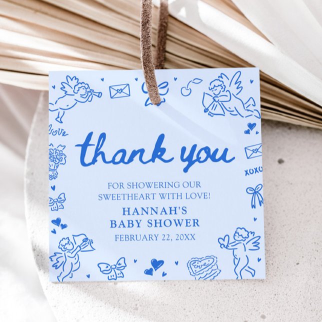 Hand Drawn Valentine Little Sweetheat Baby Shower Geschenkanhänger (Hand Drawn Valentine Little Sweetheart Baby Shower Favor Tags)