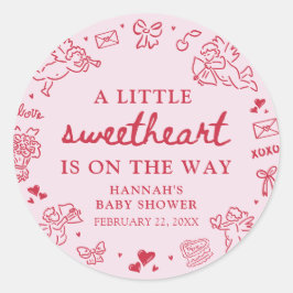 Hand Drawn Valentine Little Sweetheat Baby Shower Runder Aufkleber