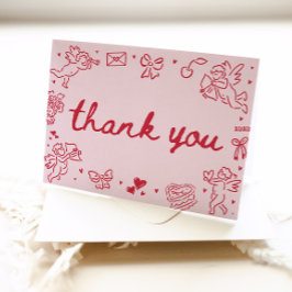 Hand Drawn Valentine Sweetheart Thank you card Dankeskarte