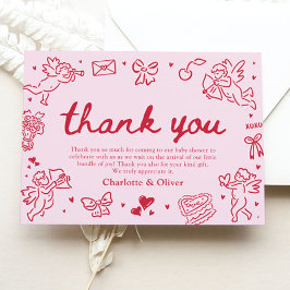 Hand Drawn Valentine Sweetheart Thank you card Dankeskarte
