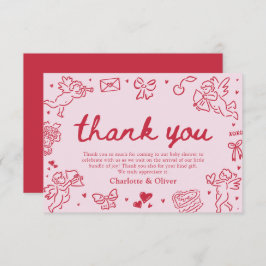 Hand Drawn Valentine Sweetheart Thank you card Einladung
