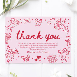 Hand Drawn Valentine Sweetheart Thank you card Einladung