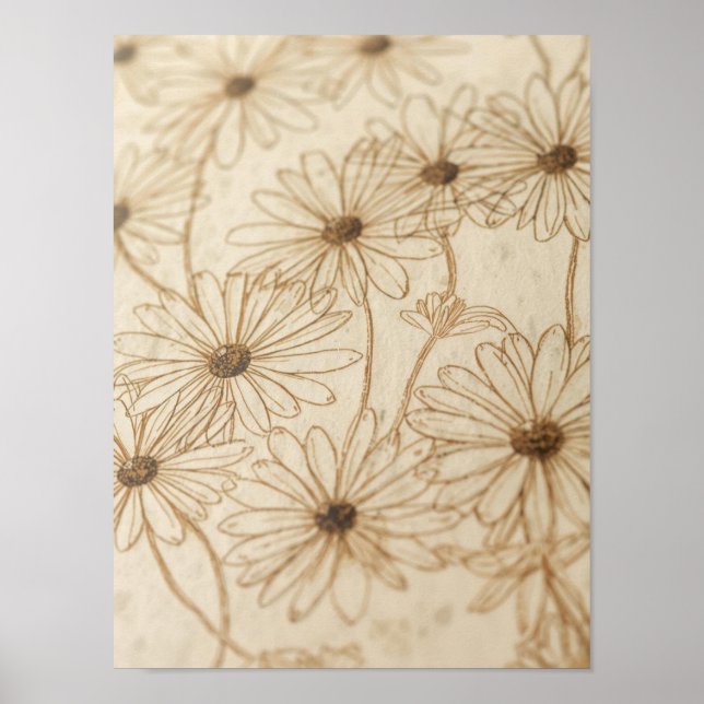 Hand-drawn vintage daisies poster (Vorne)