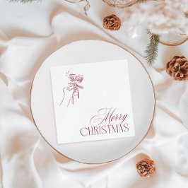 Hand Drawn Vintage Red Christmas Party Serviette