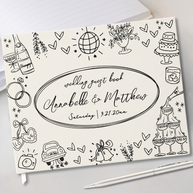 Hand Drawn Vintage Wedding Gästebuch (Guest Book)
