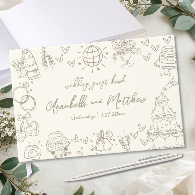 Hand Drawn Vintage Whimsical Wedding Gästebuch (Hand Drawn Vintage Whimsical Wedding Guest Book)