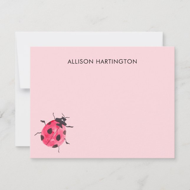 Hand-Drawn Watercolor Ladybug Whimsical Insect Mitteilungskarte (Vorderseite)