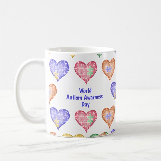 Hand Drawn Watercolor World Autism Awareness Day Kaffeetasse (Links)
