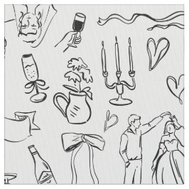 hand drawn wedding marriage bridal toile stoff
