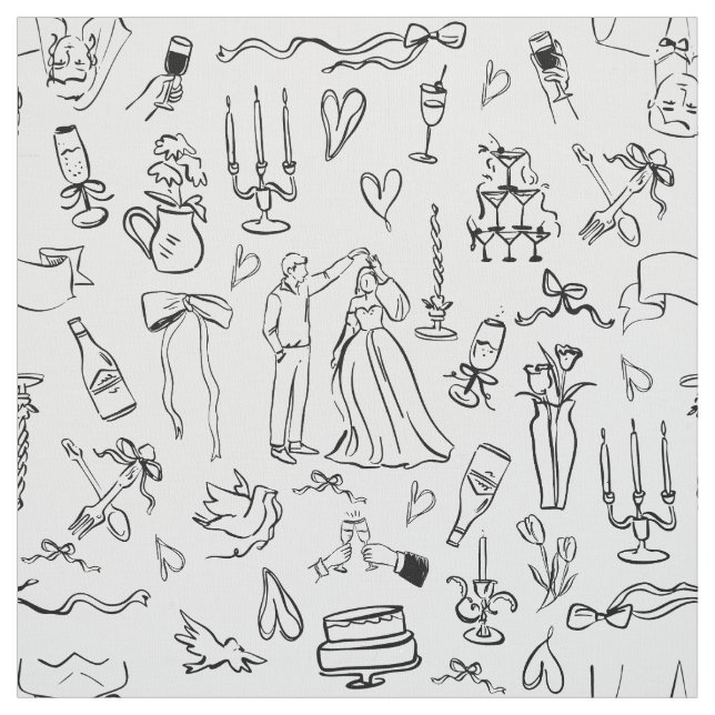 hand drawn wedding marriage bridal toile stoff (Muster)