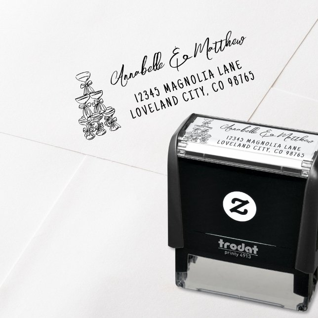 Hand Drawn Wedding Return Address Permastempel (Hand Drawn Wedding Return Address Self-inking Stamp)