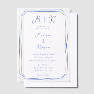 Hand Drawn Whimsical Blue French Wedding