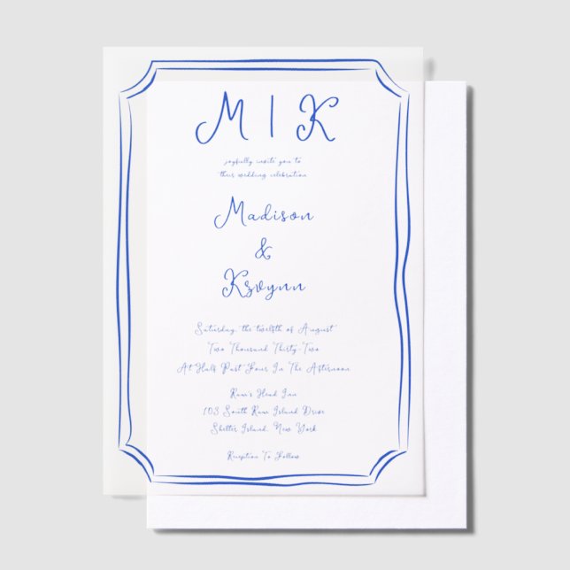 Hand Drawn Whimsical Blue French Wedding (Versetzt)