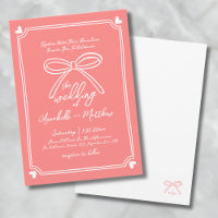 Hand Drawn Whimsical Bow Coral Wedding