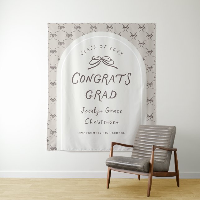 Hand Drawn Whimsical Congrats Grad Party Backdrop Wandteppich (Beispiel)