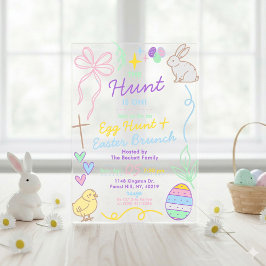 Hand Drawn Whimsical Doodles Easter Party Acryleinladungen