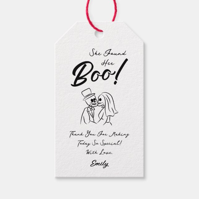 Hand Drawn Whimsical Halloween Hochzeit Geschenkanhänger (Vorderseite)
