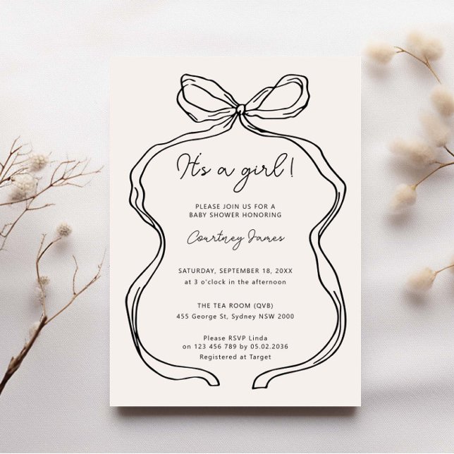 Hand Drawn Whimsical ist ein Mädchen Babydusche Einladung (Von Creator hochgeladen)