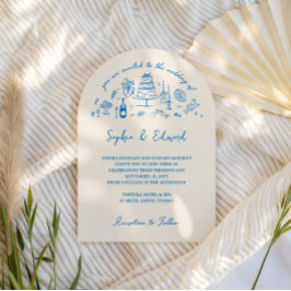 Hand-drawn whimsical line art wedding style einladung