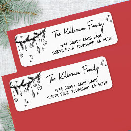 Hand Drawn Whimsical Weihnachtszeit-Rücksendeadres