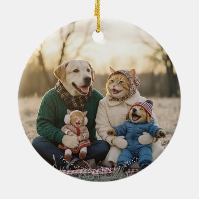 Hand Drawn Winter Berries Wreath Photo Keramik Ornament (Hinten)