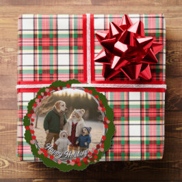 Hand Drawn Winter Berries Wreath Photo Ornament Karte