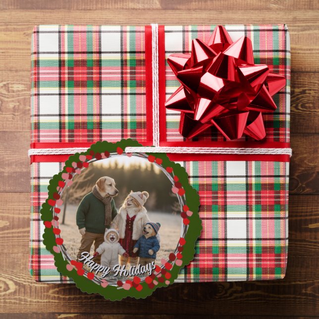 Hand Drawn Winter Berries Wreath Photo Ornament Karte (Insitu (Geschenk))